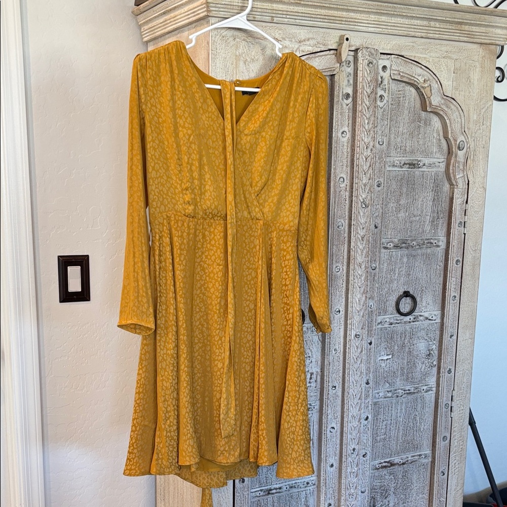 Ann Taylor Mustard Yellow Long Sleeve V-Neck Dress